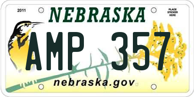NE license plate AMP357