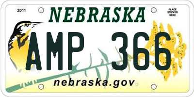 NE license plate AMP366