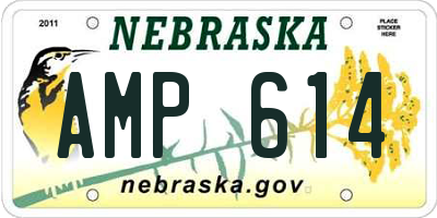 NE license plate AMP614