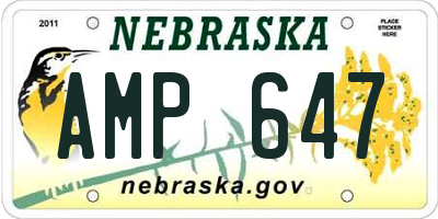 NE license plate AMP647