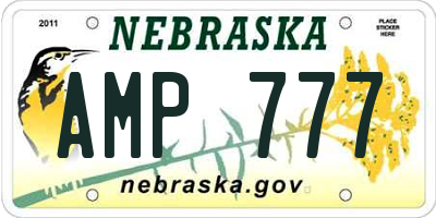 NE license plate AMP777