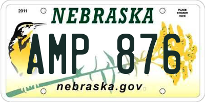 NE license plate AMP876