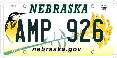 NE license plate AMP926