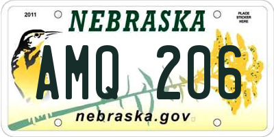 NE license plate AMQ206