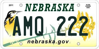 NE license plate AMQ222