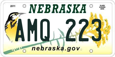NE license plate AMQ223