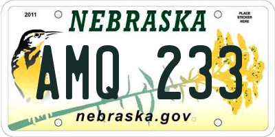 NE license plate AMQ233