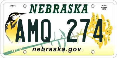 NE license plate AMQ274