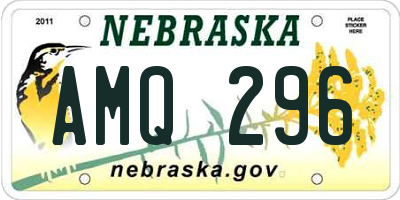 NE license plate AMQ296