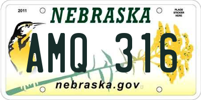 NE license plate AMQ316