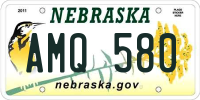 NE license plate AMQ580