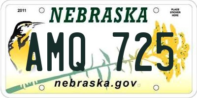 NE license plate AMQ725