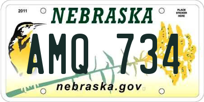 NE license plate AMQ734