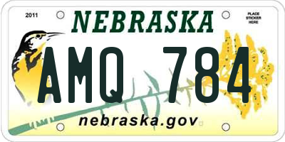 NE license plate AMQ784