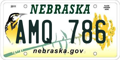 NE license plate AMQ786