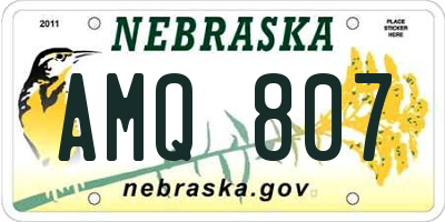 NE license plate AMQ807