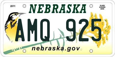 NE license plate AMQ925