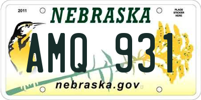 NE license plate AMQ931
