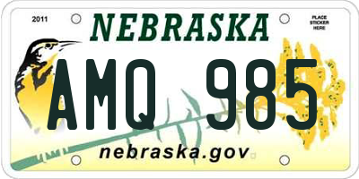 NE license plate AMQ985