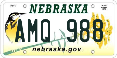 NE license plate AMQ988