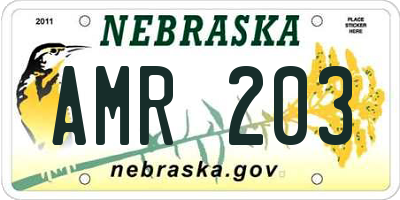 NE license plate AMR203