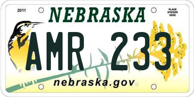NE license plate AMR233