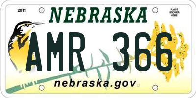 NE license plate AMR366