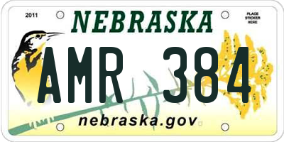 NE license plate AMR384