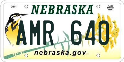 NE license plate AMR640