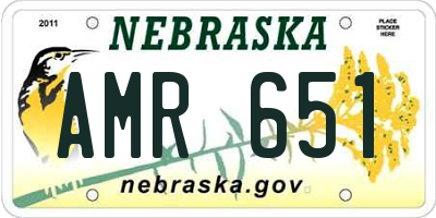 NE license plate AMR651