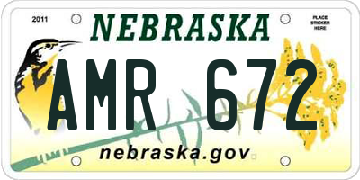 NE license plate AMR672
