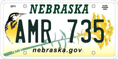 NE license plate AMR735