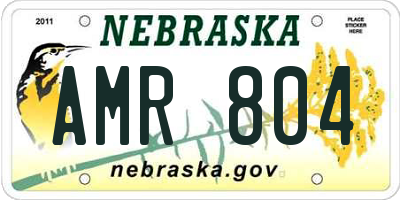 NE license plate AMR804