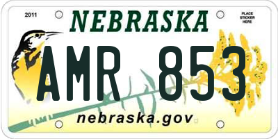 NE license plate AMR853
