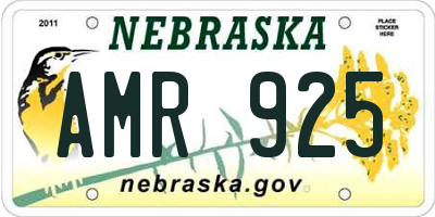 NE license plate AMR925