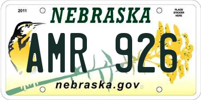 NE license plate AMR926