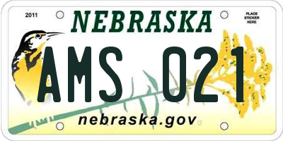 NE license plate AMS021