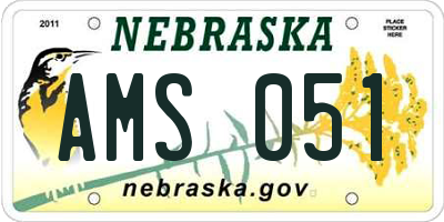 NE license plate AMS051