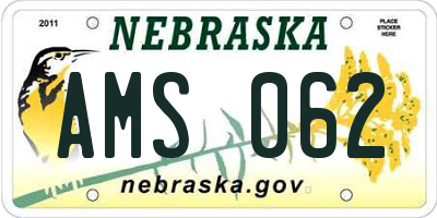 NE license plate AMS062
