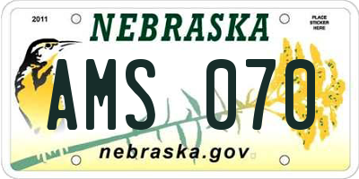 NE license plate AMS070