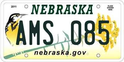 NE license plate AMS085