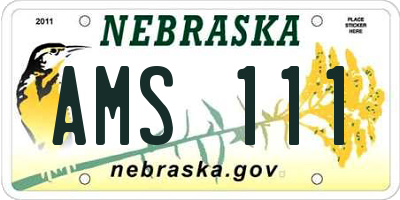 NE license plate AMS111