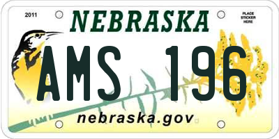NE license plate AMS196