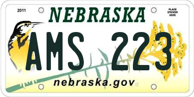 NE license plate AMS223
