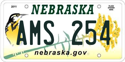NE license plate AMS254
