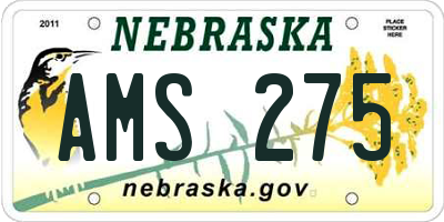 NE license plate AMS275