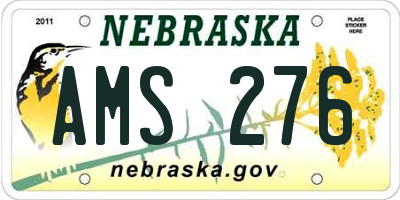 NE license plate AMS276