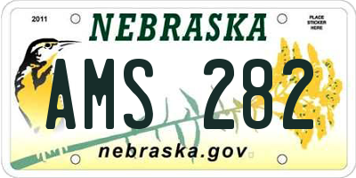 NE license plate AMS282