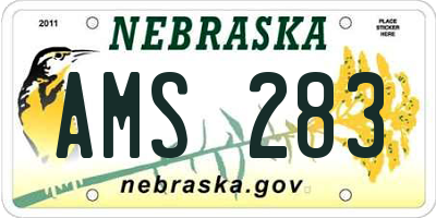 NE license plate AMS283