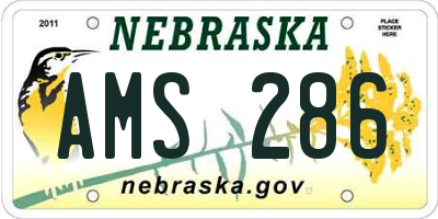 NE license plate AMS286